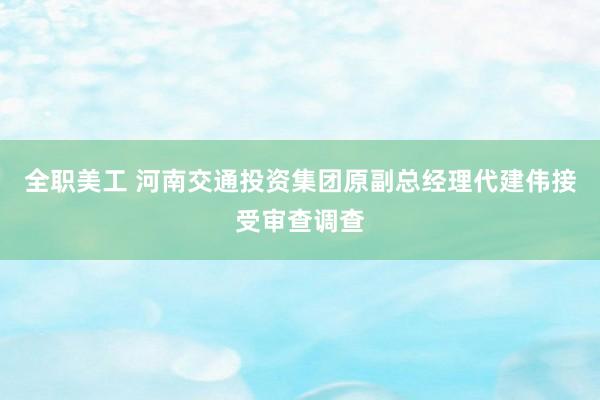 全职美工 河南交通投资集团原副总经理代建伟接受审查调查