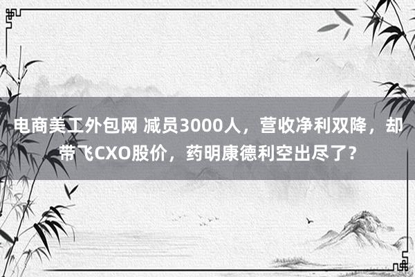 电商美工外包网 减员3000人，营收净利双降，却带飞CXO股价，药明康德利空出尽了？