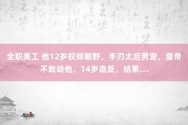 全职美工 他12岁权倾朝野，手刃太后男宠，皇帝不敢动他，14岁造反，结果…