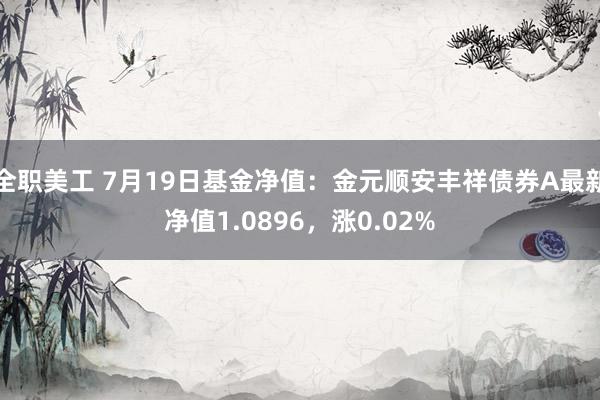 全职美工 7月19日基金净值：金元顺安丰祥债券A最新净值1.0896，涨0.02%